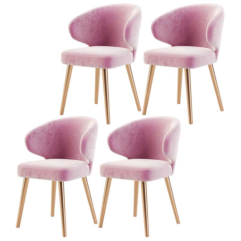 Modern Indoor-Outdoor Chair Metal Dining Wingback Armless Chair for Kitchen Pink 4 Piece Set Brass Gold Clearhalo ' kitchen&dining_furn' 'Dining Chairs' 'Dining Tables & Seating' 'dining_chair' 'furn' 'furn_dining_chair' 'Furniture' 'furniture_dining_chair' 'Kitchen & Dining Furniture' 'kitchen' 3672318