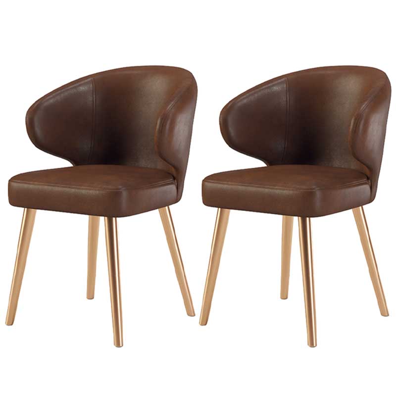 Modern Indoor-Outdoor Chair Metal Dining Wingback Armless Chair for Kitchen Brown 2 Piece Set Brass Gold Clearhalo ' kitchen&dining_furn' 'Dining Chairs' 'Dining Tables & Seating' 'dining_chair' 'furn' 'furn_dining_chair' 'Furniture' 'furniture_dining_chair' 'Kitchen & Dining Furniture' 'kitchen' 3672326