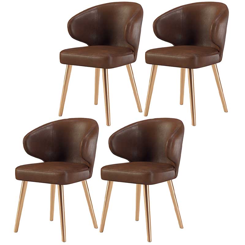 Modern Indoor-Outdoor Chair Metal Dining Wingback Armless Chair for Kitchen Brown 4 Piece Set Brass Gold Clearhalo ' kitchen&dining_furn' 'Dining Chairs' 'Dining Tables & Seating' 'dining_chair' 'furn' 'furn_dining_chair' 'Furniture' 'furniture_dining_chair' 'Kitchen & Dining Furniture' 'kitchen' 3672327