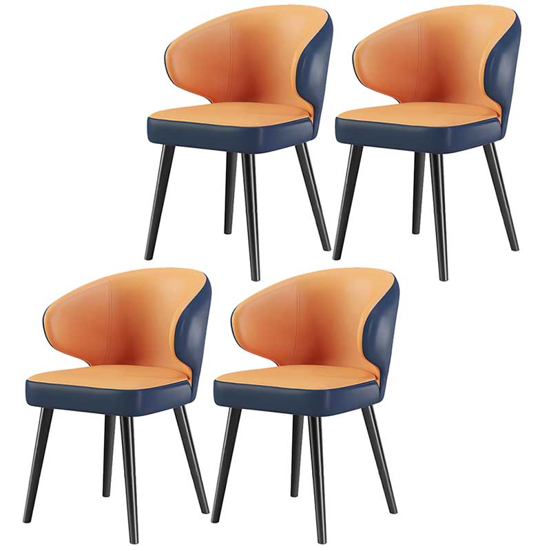 Modern Indoor-Outdoor Chair Metal Dining Wingback Armless Chair for Kitchen Orange 4 Piece Set Black Clearhalo ' kitchen&dining_furn' 'Dining Chairs' 'Dining Tables & Seating' 'dining_chair' 'furn' 'furn_dining_chair' 'Furniture' 'furniture_dining_chair' 'Kitchen & Dining Furniture' 'kitchen' 3672330