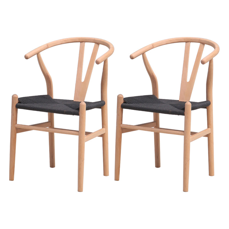 Wood Contemporary Style Dining Arm Chair Indoor-Outdoor Wishbone Chair White-Black 2 Piece Set Clearhalo ' kitchen&dining_furn' 'Dining Chairs' 'Dining Tables & Seating' 'dining_chair' 'furn' 'furn_dining_chair' 'Furniture' 'furniture_dining_chair' 'Kitchen & Dining Furniture' 'kitchen' 3672398