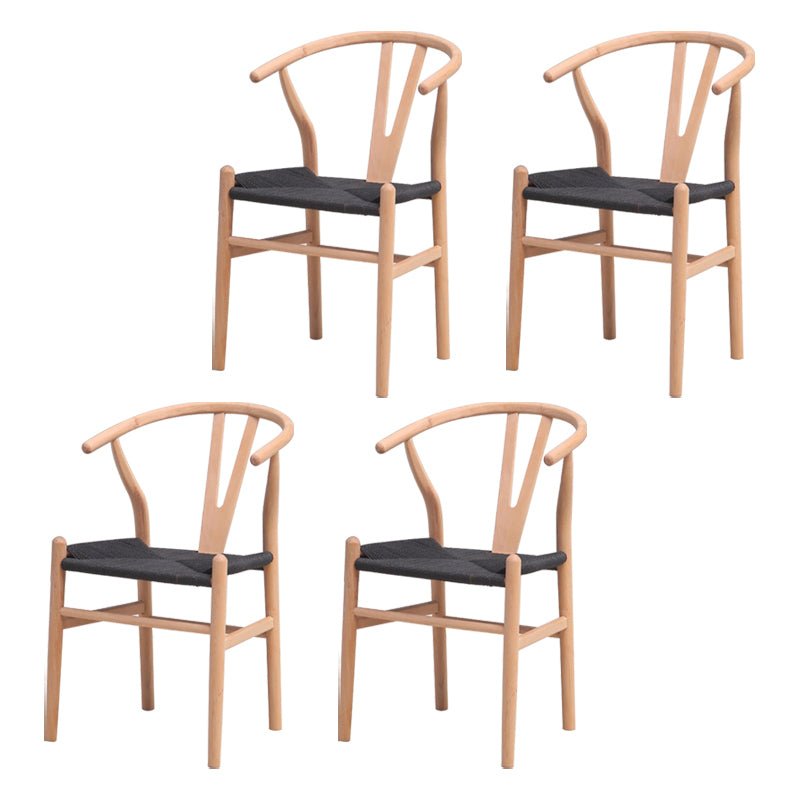 Wood Contemporary Style Dining Arm Chair Indoor-Outdoor Wishbone Chair White-Black 4 Piece Set Clearhalo ' kitchen&dining_furn' 'Dining Chairs' 'Dining Tables & Seating' 'dining_chair' 'furn' 'furn_dining_chair' 'Furniture' 'furniture_dining_chair' 'Kitchen & Dining Furniture' 'kitchen' 3672399