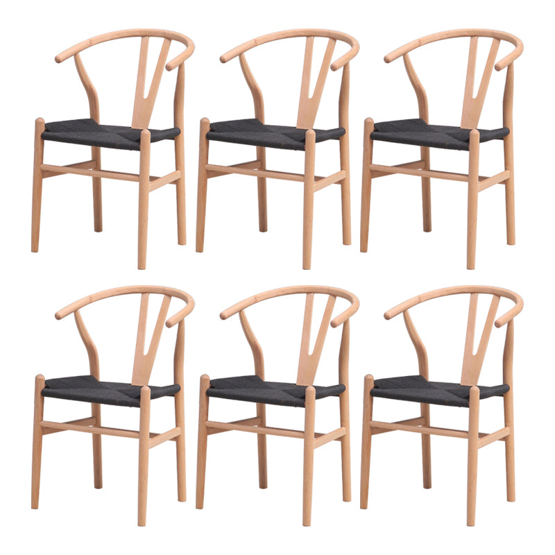 Wood Contemporary Style Dining Arm Chair Indoor-Outdoor Wishbone Chair White-Black 6 Piece Set Clearhalo ' kitchen&dining_furn' 'Dining Chairs' 'Dining Tables & Seating' 'dining_chair' 'furn' 'furn_dining_chair' 'Furniture' 'furniture_dining_chair' 'Kitchen & Dining Furniture' 'kitchen' 3672401