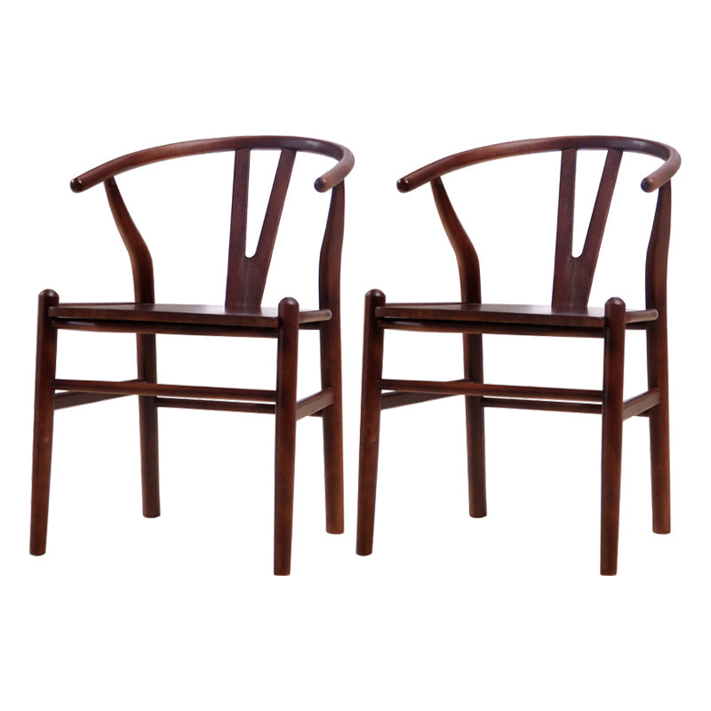 Wood Contemporary Style Dining Arm Chair Indoor-Outdoor Wishbone Chair Walnut 2 Piece Set Clearhalo ' kitchen&dining_furn' 'Dining Chairs' 'Dining Tables & Seating' 'dining_chair' 'furn' 'furn_dining_chair' 'Furniture' 'furniture_dining_chair' 'Kitchen & Dining Furniture' 'kitchen' 3672403