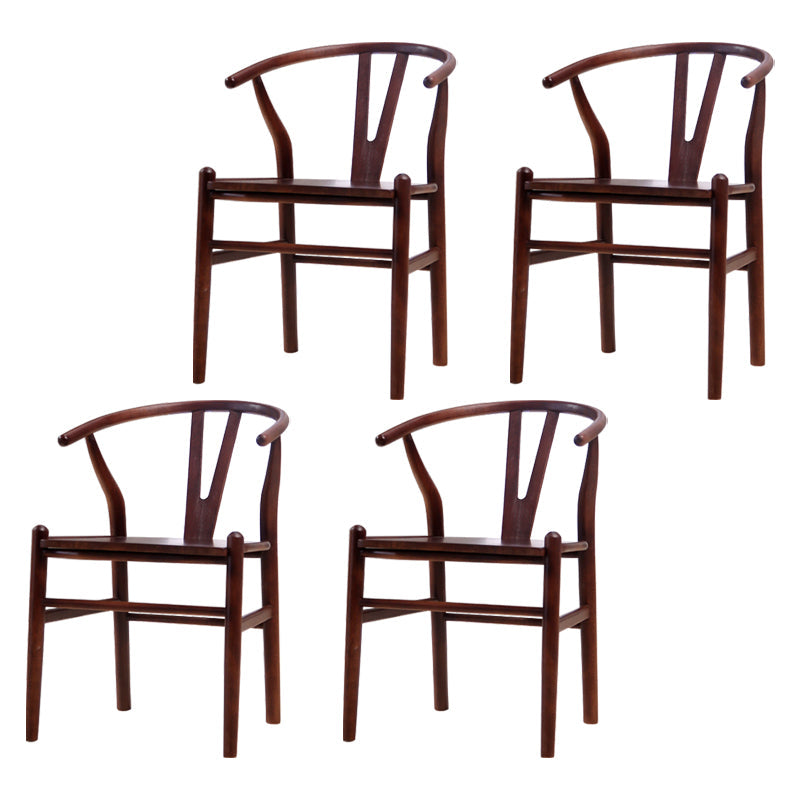Wood Contemporary Style Dining Arm Chair Indoor-Outdoor Wishbone Chair Walnut 4 Piece Set Clearhalo ' kitchen&dining_furn' 'Dining Chairs' 'Dining Tables & Seating' 'dining_chair' 'furn' 'furn_dining_chair' 'Furniture' 'furniture_dining_chair' 'Kitchen & Dining Furniture' 'kitchen' 3672405