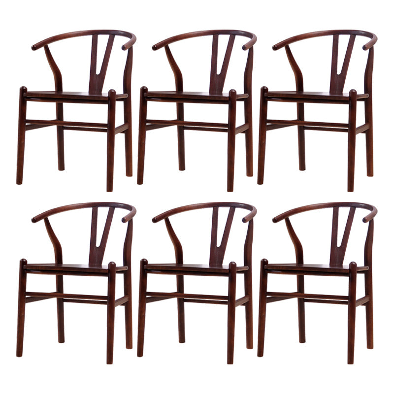 Wood Contemporary Style Dining Arm Chair Indoor-Outdoor Wishbone Chair Walnut 6 Piece Set Clearhalo ' kitchen&dining_furn' 'Dining Chairs' 'Dining Tables & Seating' 'dining_chair' 'furn' 'furn_dining_chair' 'Furniture' 'furniture_dining_chair' 'Kitchen & Dining Furniture' 'kitchen' 3672408