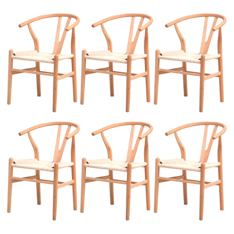Wood Contemporary Style Dining Arm Chair Indoor-Outdoor Wishbone Chair Off-White 6 Piece Set Clearhalo ' kitchen&dining_furn' 'Dining Chairs' 'Dining Tables & Seating' 'dining_chair' 'furn' 'furn_dining_chair' 'Furniture' 'furniture_dining_chair' 'Kitchen & Dining Furniture' 'kitchen' 3672414