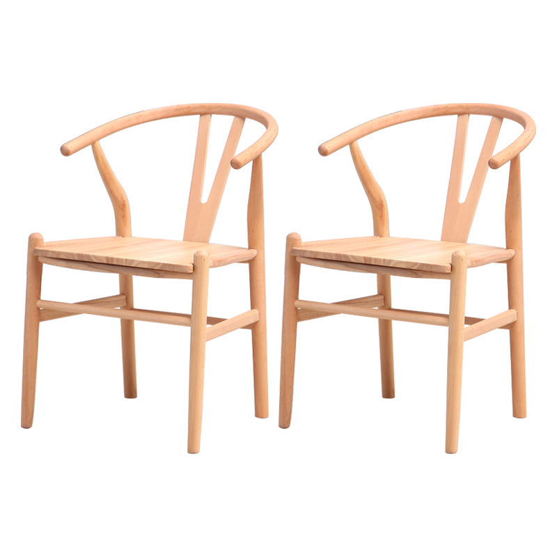 Wood Contemporary Style Dining Arm Chair Indoor-Outdoor Wishbone Chair Natural 2 Piece Set Clearhalo ' kitchen&dining_furn' 'Dining Chairs' 'Dining Tables & Seating' 'dining_chair' 'furn' 'furn_dining_chair' 'Furniture' 'furniture_dining_chair' 'Kitchen & Dining Furniture' 'kitchen' 3672415