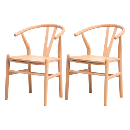 Wood Contemporary Style Dining Arm Chair Indoor-Outdoor Wishbone Chair Natural 2 Piece Set Clearhalo ' kitchen&dining_furn' 'Dining Chairs' 'Dining Tables & Seating' 'dining_chair' 'furn' 'furn_dining_chair' 'Furniture' 'furniture_dining_chair' 'Kitchen & Dining Furniture' 'kitchen' 3672415