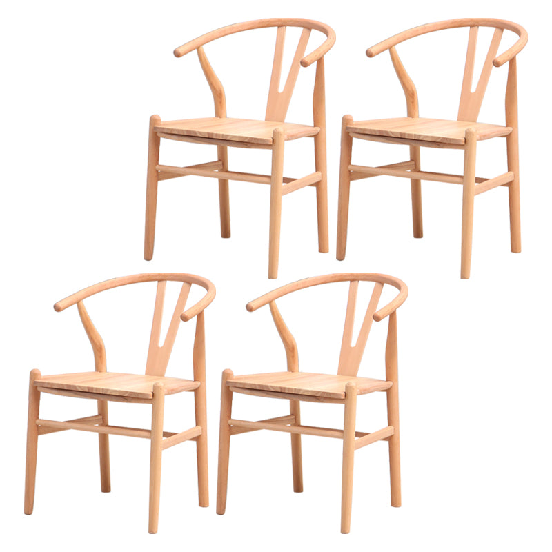 Wood Contemporary Style Dining Arm Chair Indoor-Outdoor Wishbone Chair Natural 4 Piece Set Clearhalo ' kitchen&dining_furn' 'Dining Chairs' 'Dining Tables & Seating' 'dining_chair' 'furn' 'furn_dining_chair' 'Furniture' 'furniture_dining_chair' 'Kitchen & Dining Furniture' 'kitchen' 3672416
