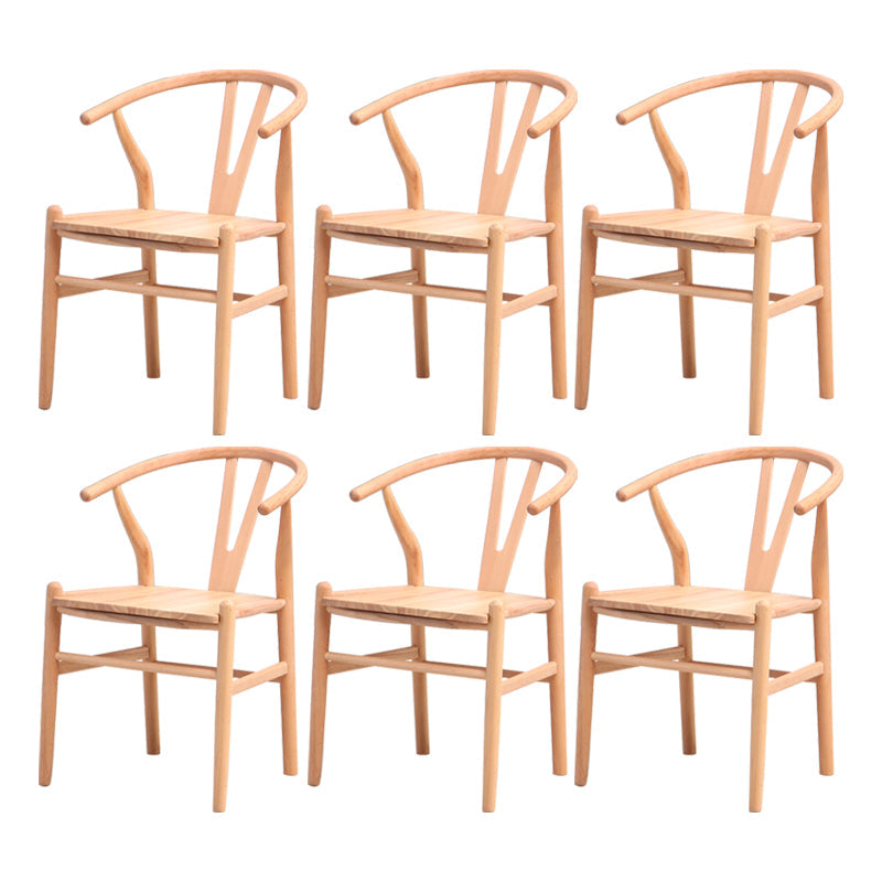 Wood Contemporary Style Dining Arm Chair Indoor-Outdoor Wishbone Chair Natural 6 Piece Set Clearhalo ' kitchen&dining_furn' 'Dining Chairs' 'Dining Tables & Seating' 'dining_chair' 'furn' 'furn_dining_chair' 'Furniture' 'furniture_dining_chair' 'Kitchen & Dining Furniture' 'kitchen' 3672417