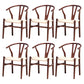 Wood Contemporary Style Dining Arm Chair Indoor-Outdoor Wishbone Chair Brown 6 Piece Set Clearhalo ' kitchen&dining_furn' 'Dining Chairs' 'Dining Tables & Seating' 'dining_chair' 'furn' 'furn_dining_chair' 'Furniture' 'furniture_dining_chair' 'Kitchen & Dining Furniture' 'kitchen' 3672420