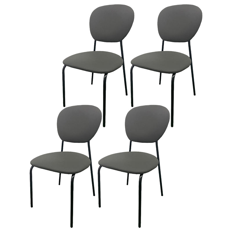Contemporary Style Metal Dining Room Kitchen Chair Open Back Side Chairs Dark Gray 4 Piece Set Clearhalo ' kitchen&dining_furn' 'Dining Chairs' 'Dining Tables & Seating' 'dining_chair' 'furn' 'furn_dining_chair' 'Furniture' 'furniture_dining_chair' 'Kitchen & Dining Furniture' 'kitchen' 3672436