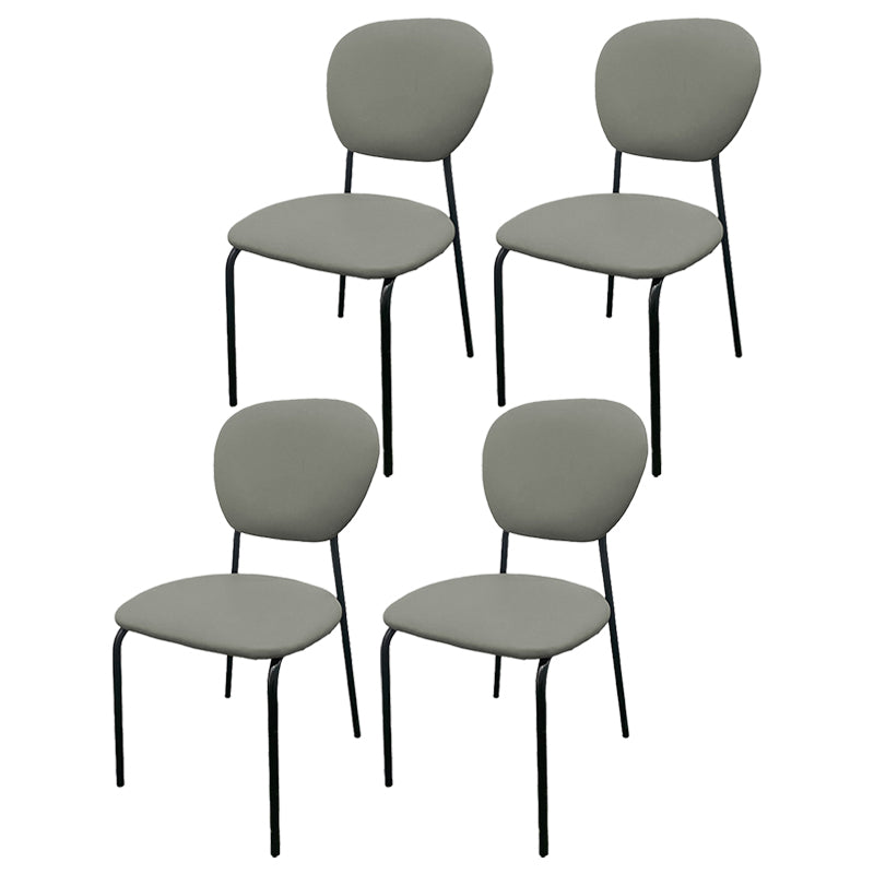 Contemporary Style Metal Dining Room Kitchen Chair Open Back Side Chairs Light Gray 4 Piece Set Clearhalo ' kitchen&dining_furn' 'Dining Chairs' 'Dining Tables & Seating' 'dining_chair' 'furn' 'furn_dining_chair' 'Furniture' 'furniture_dining_chair' 'Kitchen & Dining Furniture' 'kitchen' 3672441