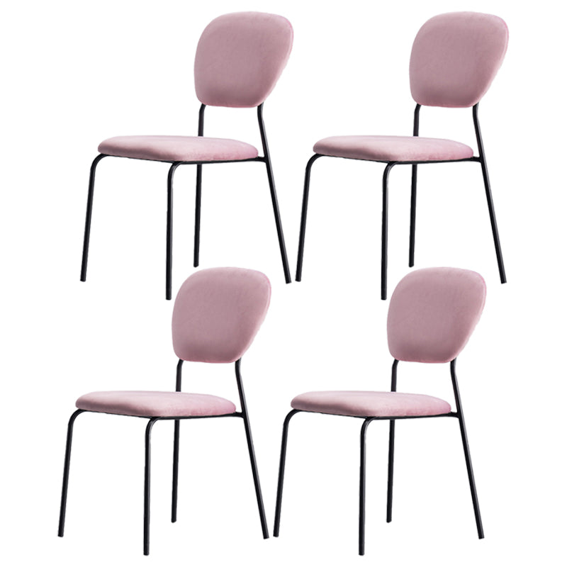 Contemporary Style Metal Dining Room Kitchen Chair Open Back Side Chairs Pink 4 Piece Set Clearhalo ' kitchen&dining_furn' 'Dining Chairs' 'Dining Tables & Seating' 'dining_chair' 'furn' 'furn_dining_chair' 'Furniture' 'furniture_dining_chair' 'Kitchen & Dining Furniture' 'kitchen' 3672447