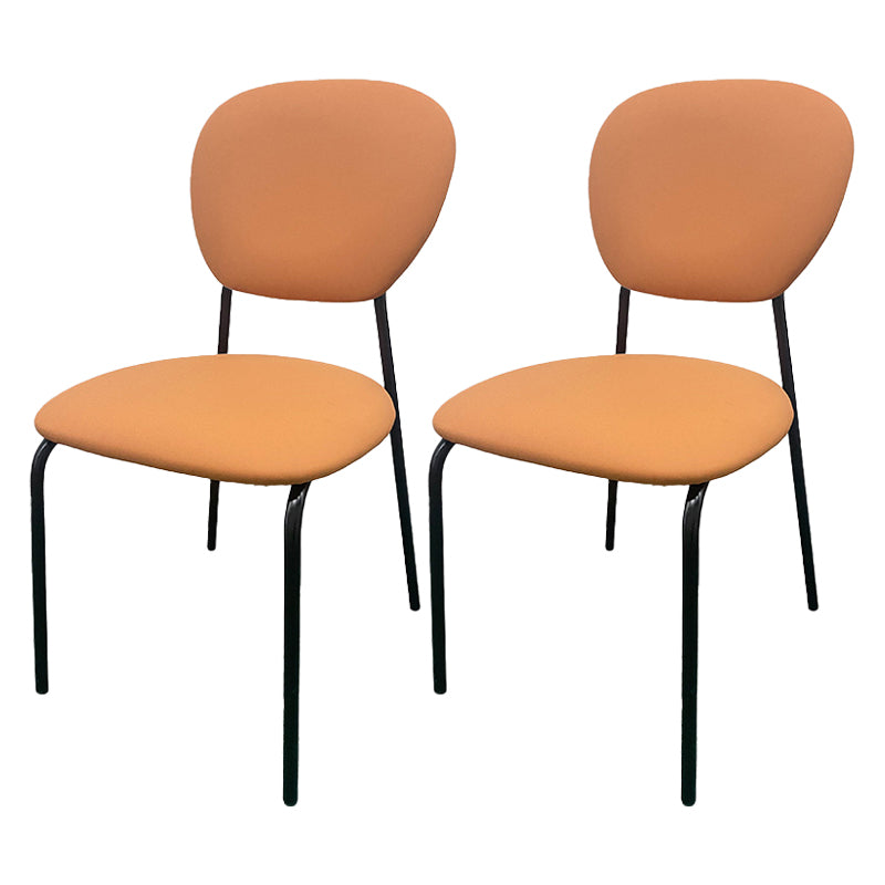 Contemporary Style Metal Dining Room Kitchen Chair Open Back Side Chairs Orange 2 Piece Set Clearhalo ' kitchen&dining_furn' 'Dining Chairs' 'Dining Tables & Seating' 'dining_chair' 'furn' 'furn_dining_chair' 'Furniture' 'furniture_dining_chair' 'Kitchen & Dining Furniture' 'kitchen' 3672457