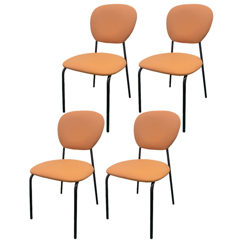 Contemporary Style Metal Dining Room Kitchen Chair Open Back Side Chairs Orange 4 Piece Set Clearhalo ' kitchen&dining_furn' 'Dining Chairs' 'Dining Tables & Seating' 'dining_chair' 'furn' 'furn_dining_chair' 'Furniture' 'furniture_dining_chair' 'Kitchen & Dining Furniture' 'kitchen' 3672458