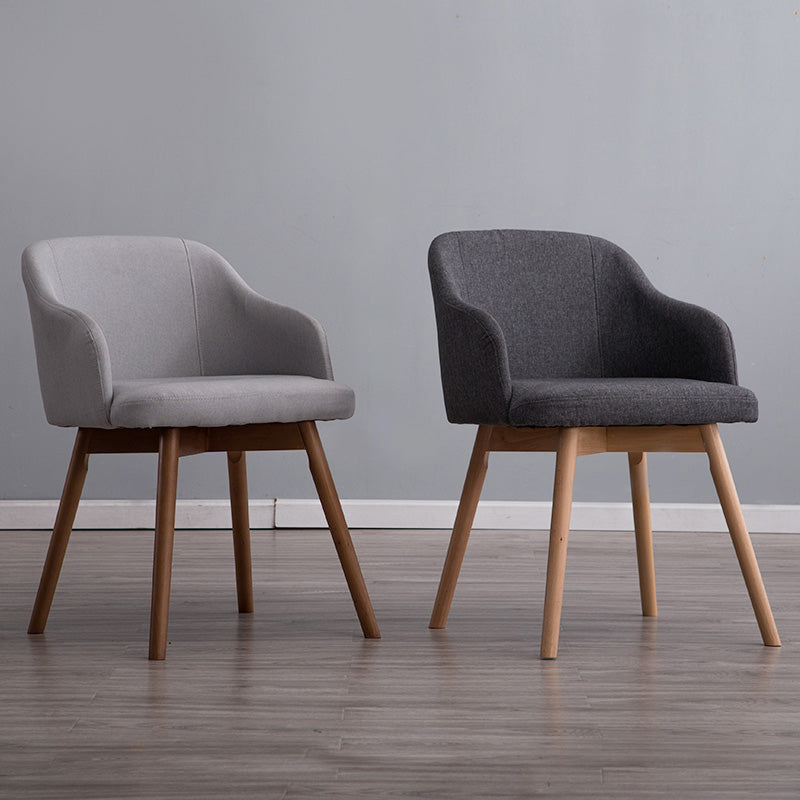 Scandinavian Beech Solid Back Arm Chair Fabric Dining Chair with Natural Legs Clearhalo ' kitchen&dining_furn' 'Dining Chairs' 'Dining Tables & Seating' 'dining_chair' 'furn' 'furn_dining_chair' 'Furniture' 'furniture_dining_chair' 'Kitchen & Dining Furniture' 'kitchen' 3672461
