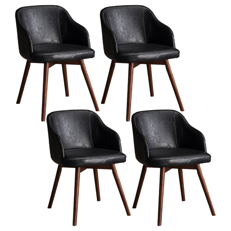 Scandinavian Beech Solid Back Arm Chair Fabric Dining Chair with Natural Legs Black 4 Piece Set Clearhalo ' kitchen&dining_furn' 'Dining Chairs' 'Dining Tables & Seating' 'dining_chair' 'furn' 'furn_dining_chair' 'Furniture' 'furniture_dining_chair' 'Kitchen & Dining Furniture' 'kitchen' 3672463
