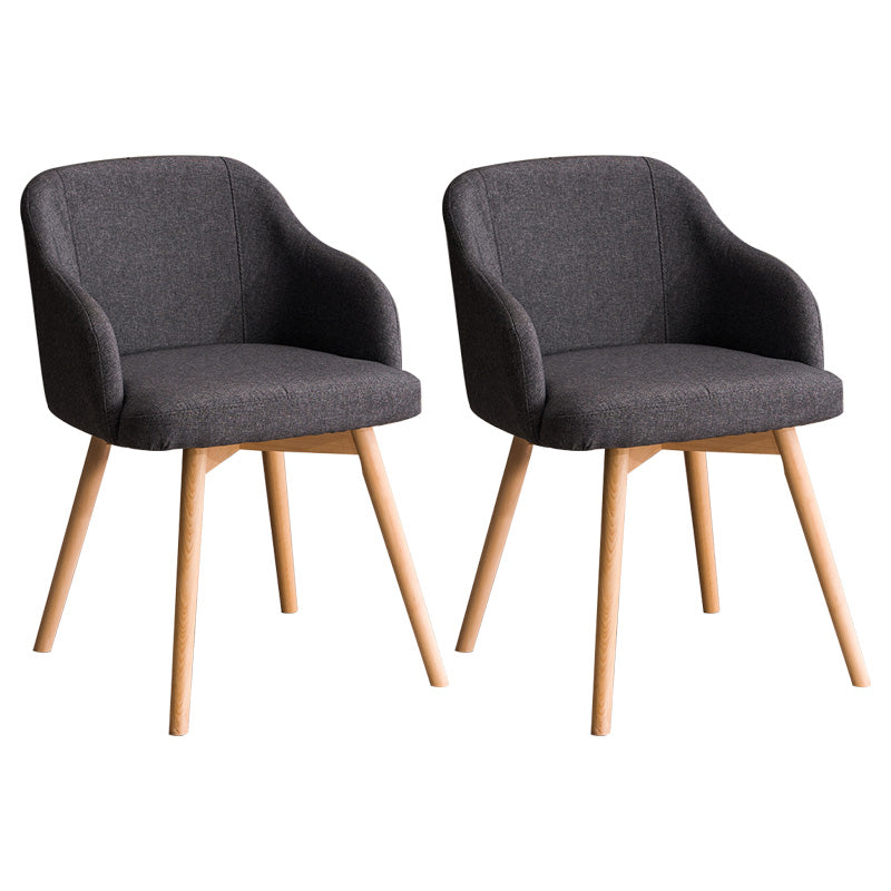 Scandinavian Beech Solid Back Arm Chair Fabric Dining Chair with Natural Legs Smoke Gray 2 Piece Set Clearhalo ' kitchen&dining_furn' 'Dining Chairs' 'Dining Tables & Seating' 'dining_chair' 'furn' 'furn_dining_chair' 'Furniture' 'furniture_dining_chair' 'Kitchen & Dining Furniture' 'kitchen' 3672467