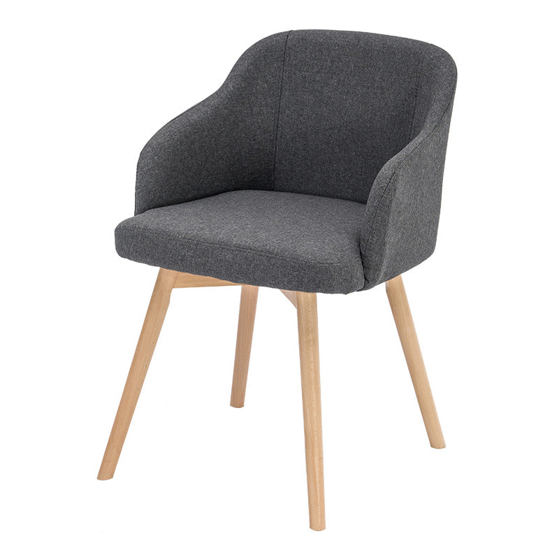 Scandinavian Beech Solid Back Arm Chair Fabric Dining Chair with Natural Legs Clearhalo ' kitchen&dining_furn' 'Dining Chairs' 'Dining Tables & Seating' 'dining_chair' 'furn' 'furn_dining_chair' 'Furniture' 'furniture_dining_chair' 'Kitchen & Dining Furniture' 'kitchen' 3672468