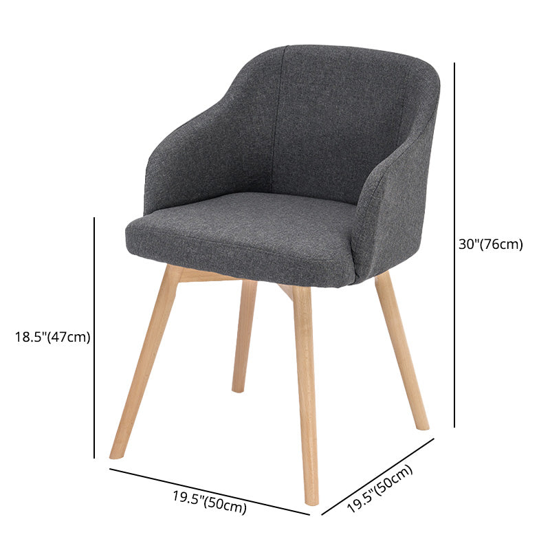 Scandinavian Beech Solid Back Arm Chair Fabric Dining Chair with Natural Legs Clearhalo ' kitchen&dining_furn' 'Dining Chairs' 'Dining Tables & Seating' 'dining_chair' 'furn' 'furn_dining_chair' 'Furniture' 'furniture_dining_chair' 'Kitchen & Dining Furniture' 'kitchen' 3672478