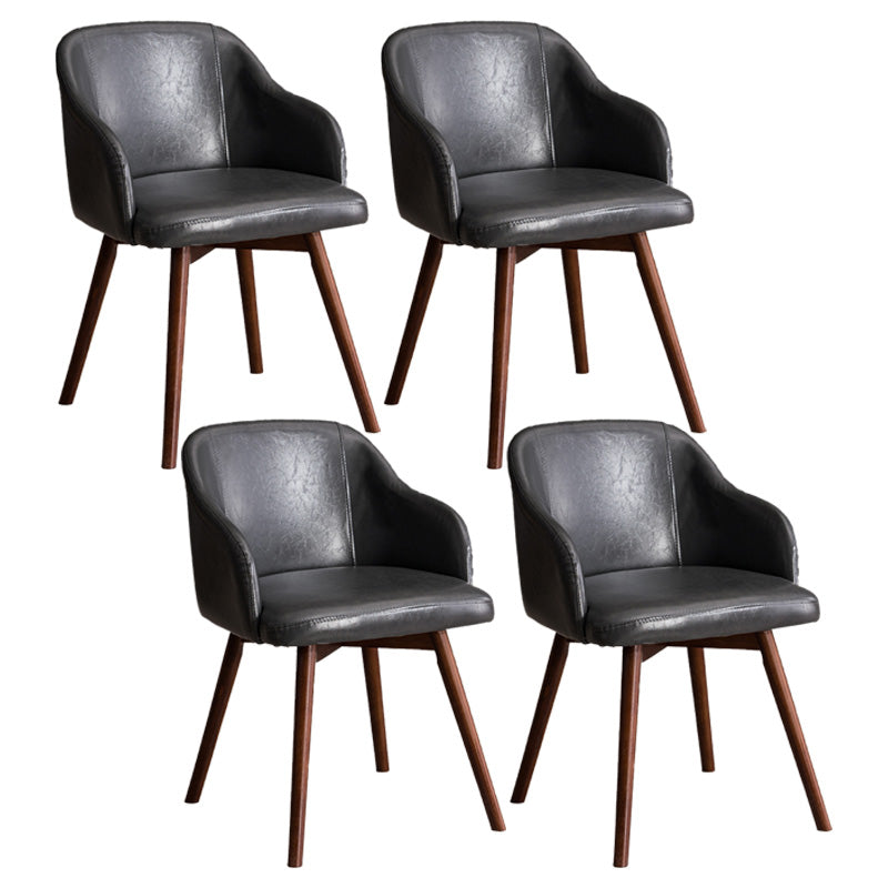 Scandinavian Beech Solid Back Arm Chair Fabric Dining Chair with Natural Legs Dark Gray 4 Piece Set Clearhalo ' kitchen&dining_furn' 'Dining Chairs' 'Dining Tables & Seating' 'dining_chair' 'furn' 'furn_dining_chair' 'Furniture' 'furniture_dining_chair' 'Kitchen & Dining Furniture' 'kitchen' 3672481