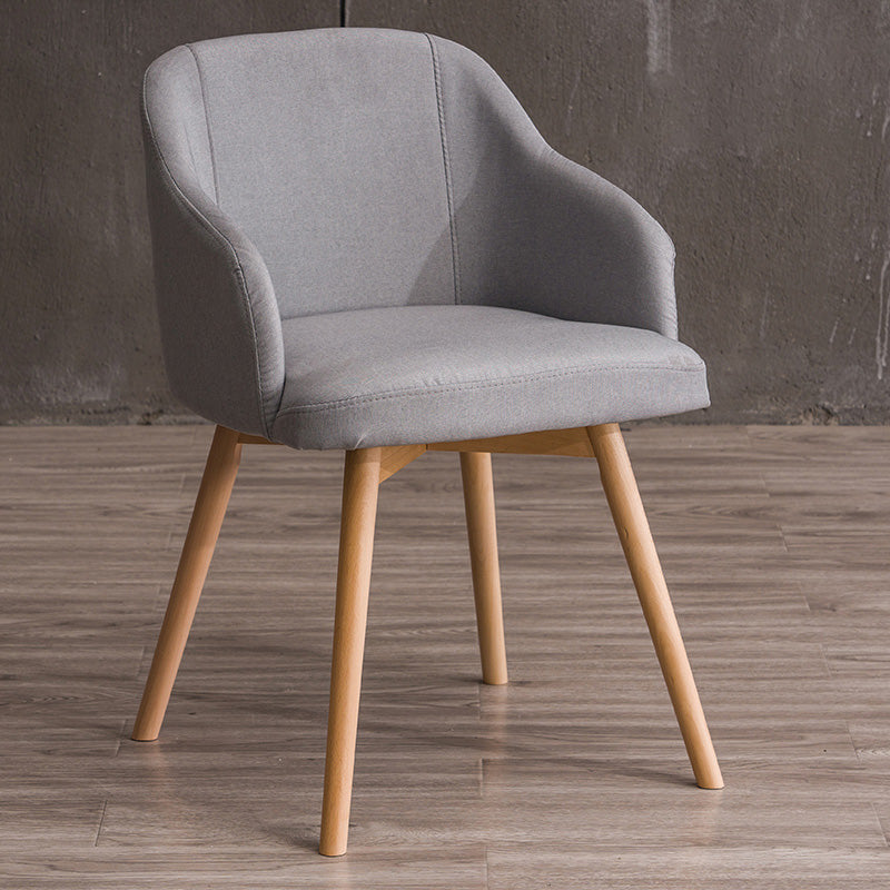 Scandinavian Beech Solid Back Arm Chair Fabric Dining Chair with Natural Legs Light Gray 1 Piece Clearhalo ' kitchen&dining_furn' 'Dining Chairs' 'Dining Tables & Seating' 'dining_chair' 'furn' 'furn_dining_chair' 'Furniture' 'furniture_dining_chair' 'Kitchen & Dining Furniture' 'kitchen' 3672482