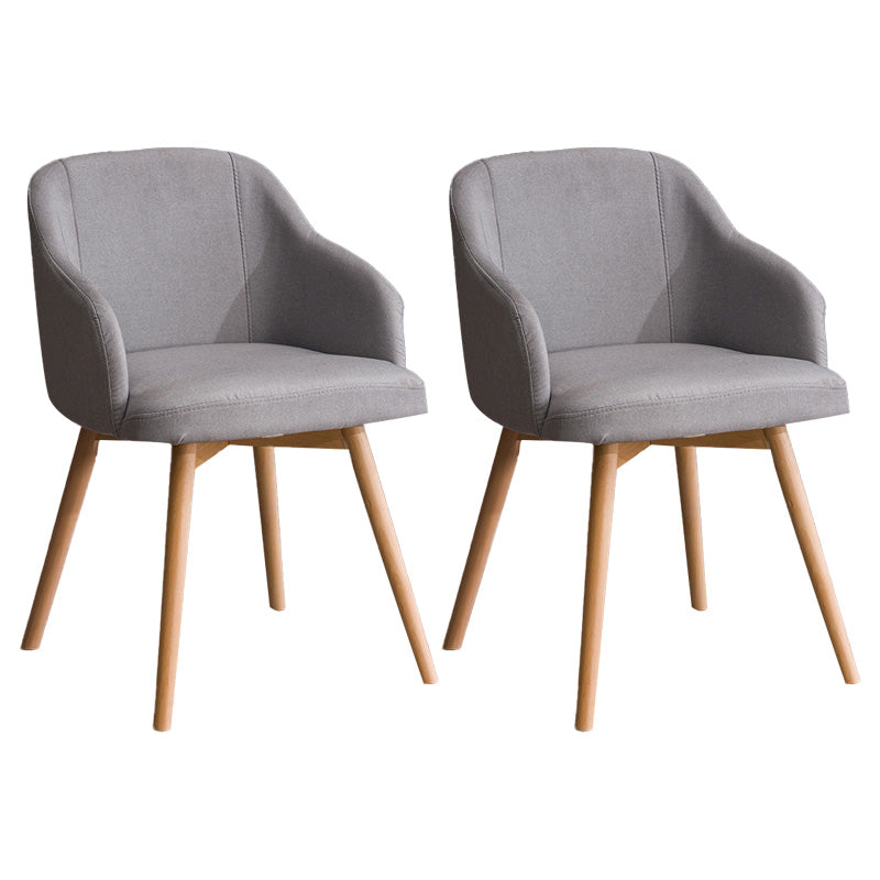 Scandinavian Beech Solid Back Arm Chair Fabric Dining Chair with Natural Legs Light Gray 2 Piece Set Clearhalo ' kitchen&dining_furn' 'Dining Chairs' 'Dining Tables & Seating' 'dining_chair' 'furn' 'furn_dining_chair' 'Furniture' 'furniture_dining_chair' 'Kitchen & Dining Furniture' 'kitchen' 3672483