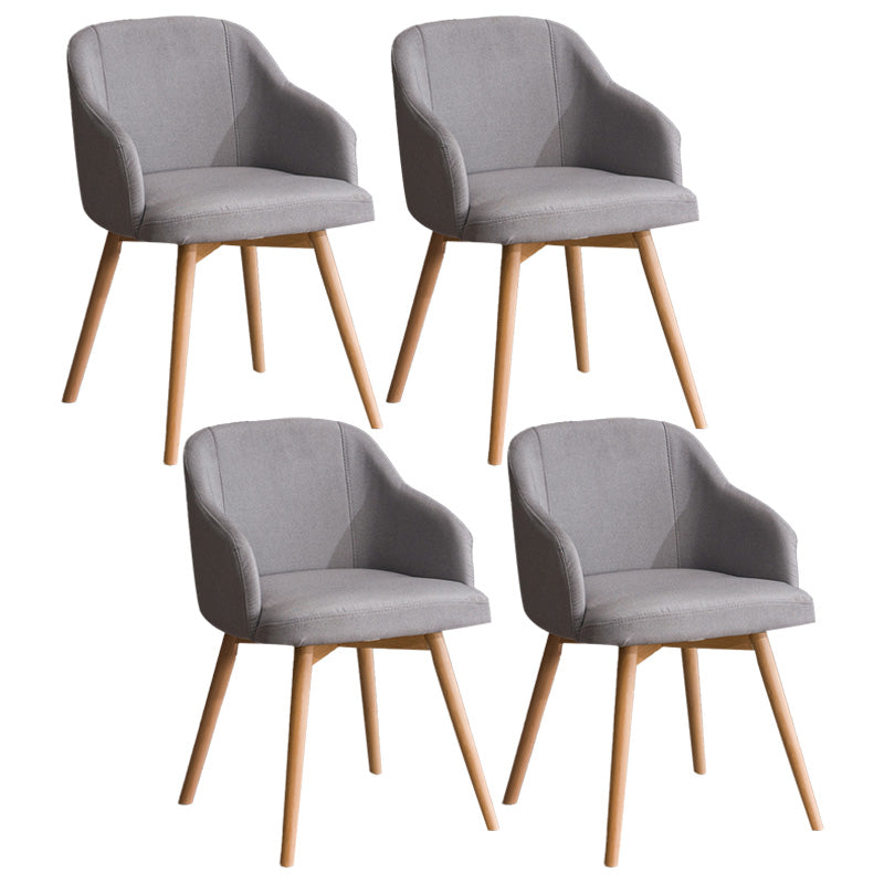 Scandinavian Beech Solid Back Arm Chair Fabric Dining Chair with Natural Legs Light Gray 4 Piece Set Clearhalo ' kitchen&dining_furn' 'Dining Chairs' 'Dining Tables & Seating' 'dining_chair' 'furn' 'furn_dining_chair' 'Furniture' 'furniture_dining_chair' 'Kitchen & Dining Furniture' 'kitchen' 3672484