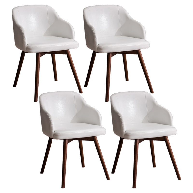 Scandinavian Beech Solid Back Arm Chair Fabric Dining Chair with Natural Legs White 4 Piece Set Clearhalo ' kitchen&dining_furn' 'Dining Chairs' 'Dining Tables & Seating' 'dining_chair' 'furn' 'furn_dining_chair' 'Furniture' 'furniture_dining_chair' 'Kitchen & Dining Furniture' 'kitchen' 3672490