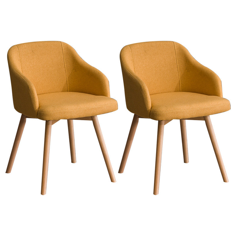 Scandinavian Beech Solid Back Arm Chair Fabric Dining Chair with Natural Legs Yellow 2 Piece Set Clearhalo ' kitchen&dining_furn' 'Dining Chairs' 'Dining Tables & Seating' 'dining_chair' 'furn' 'furn_dining_chair' 'Furniture' 'furniture_dining_chair' 'Kitchen & Dining Furniture' 'kitchen' 3672495