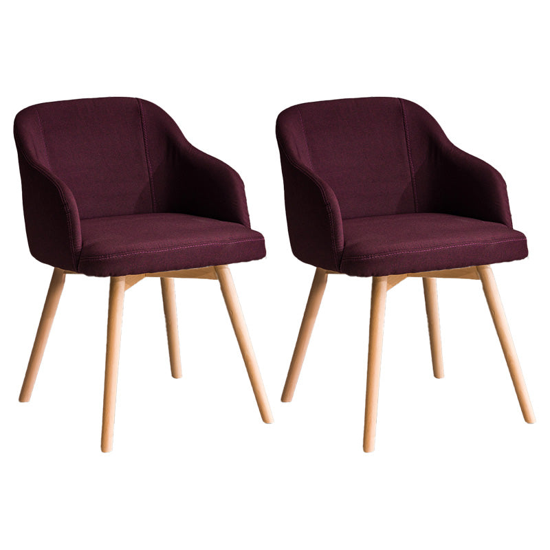 Scandinavian Beech Solid Back Arm Chair Fabric Dining Chair with Natural Legs Purple 2 Piece Set Clearhalo ' kitchen&dining_furn' 'Dining Chairs' 'Dining Tables & Seating' 'dining_chair' 'furn' 'furn_dining_chair' 'Furniture' 'furniture_dining_chair' 'Kitchen & Dining Furniture' 'kitchen' 3672501