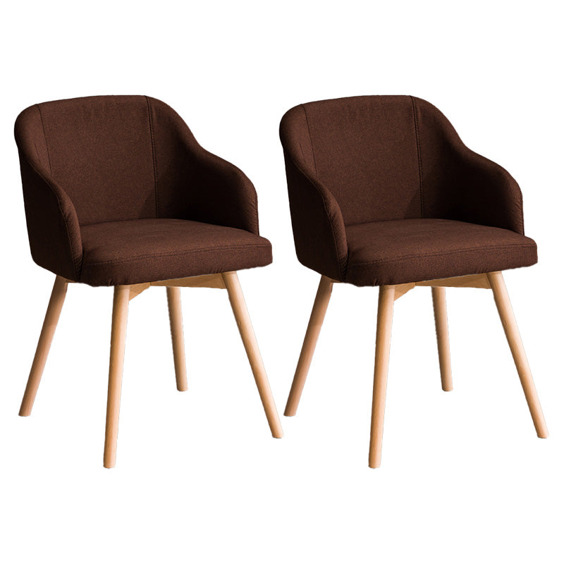 Scandinavian Beech Solid Back Arm Chair Fabric Dining Chair with Natural Legs Dark Coffee 2 Piece Set Clearhalo ' kitchen&dining_furn' 'Dining Chairs' 'Dining Tables & Seating' 'dining_chair' 'furn' 'furn_dining_chair' 'Furniture' 'furniture_dining_chair' 'Kitchen & Dining Furniture' 'kitchen' 3672504