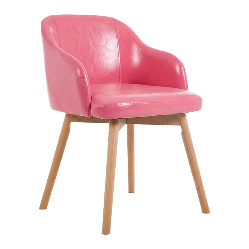 Scandinavian Beech Solid Back Arm Chair Fabric Dining Chair with Natural Legs Pinkish Red 1 Piece Clearhalo ' kitchen&dining_furn' 'Dining Chairs' 'Dining Tables & Seating' 'dining_chair' 'furn' 'furn_dining_chair' 'Furniture' 'furniture_dining_chair' 'Kitchen & Dining Furniture' 'kitchen' 3672508