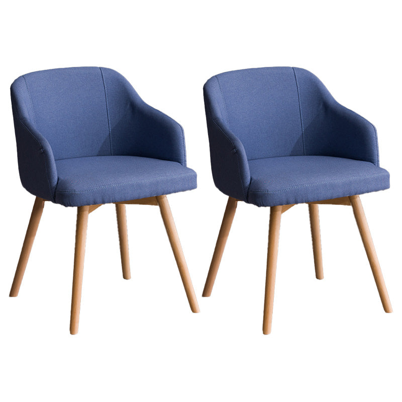 Scandinavian Beech Solid Back Arm Chair Fabric Dining Chair with Natural Legs Dark Blue 2 Piece Set Clearhalo ' kitchen&dining_furn' 'Dining Chairs' 'Dining Tables & Seating' 'dining_chair' 'furn' 'furn_dining_chair' 'Furniture' 'furniture_dining_chair' 'Kitchen & Dining Furniture' 'kitchen' 3672512