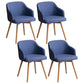 Scandinavian Beech Solid Back Arm Chair Fabric Dining Chair with Natural Legs Dark Blue 4 Piece Set Clearhalo ' kitchen&dining_furn' 'Dining Chairs' 'Dining Tables & Seating' 'dining_chair' 'furn' 'furn_dining_chair' 'Furniture' 'furniture_dining_chair' 'Kitchen & Dining Furniture' 'kitchen' 3672513