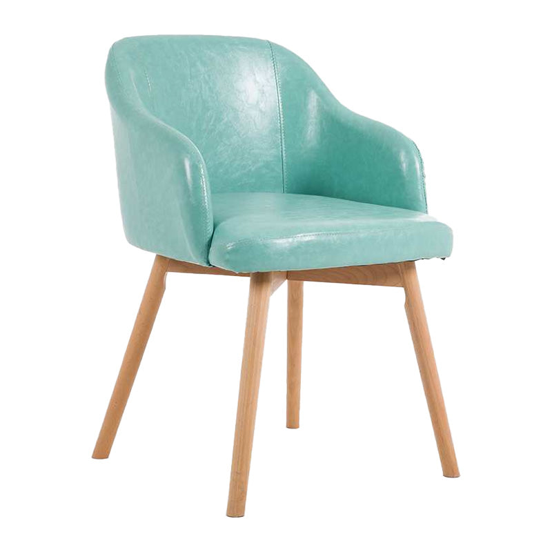 Scandinavian Beech Solid Back Arm Chair Fabric Dining Chair with Natural Legs Turquoise 1 Piece Clearhalo ' kitchen&dining_furn' 'Dining Chairs' 'Dining Tables & Seating' 'dining_chair' 'furn' 'furn_dining_chair' 'Furniture' 'furniture_dining_chair' 'Kitchen & Dining Furniture' 'kitchen' 3672514