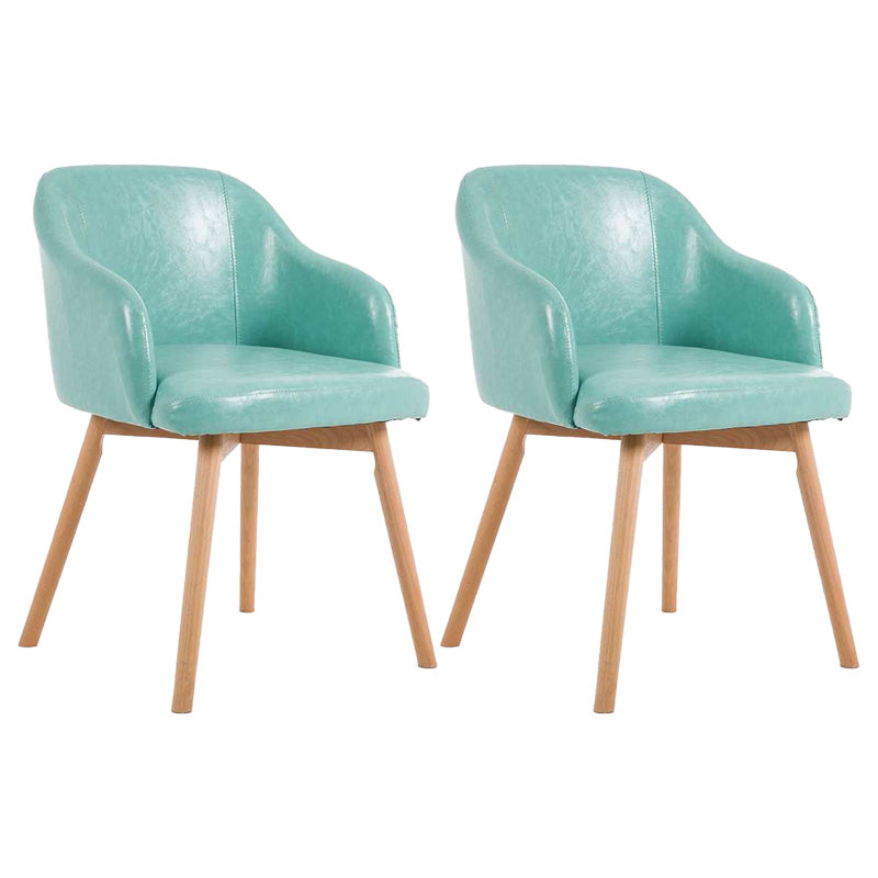 Scandinavian Beech Solid Back Arm Chair Fabric Dining Chair with Natural Legs Turquoise 2 Piece Set Clearhalo ' kitchen&dining_furn' 'Dining Chairs' 'Dining Tables & Seating' 'dining_chair' 'furn' 'furn_dining_chair' 'Furniture' 'furniture_dining_chair' 'Kitchen & Dining Furniture' 'kitchen' 3672515
