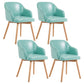 Scandinavian Beech Solid Back Arm Chair Fabric Dining Chair with Natural Legs Turquoise 4 Piece Set Clearhalo ' kitchen&dining_furn' 'Dining Chairs' 'Dining Tables & Seating' 'dining_chair' 'furn' 'furn_dining_chair' 'Furniture' 'furniture_dining_chair' 'Kitchen & Dining Furniture' 'kitchen' 3672516