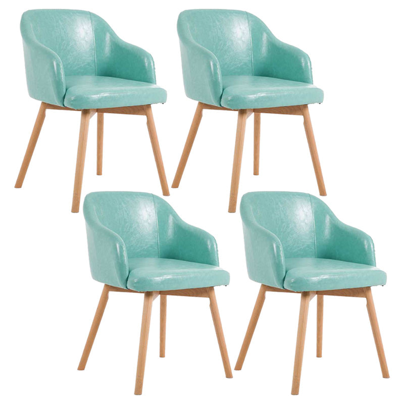 Scandinavian Beech Solid Back Arm Chair Fabric Dining Chair with Natural Legs Turquoise 4 Piece Set Clearhalo ' kitchen&dining_furn' 'Dining Chairs' 'Dining Tables & Seating' 'dining_chair' 'furn' 'furn_dining_chair' 'Furniture' 'furniture_dining_chair' 'Kitchen & Dining Furniture' 'kitchen' 3672516
