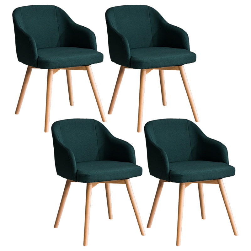 Scandinavian Beech Solid Back Arm Chair Fabric Dining Chair with Natural Legs Dark Army Green 4 Piece Set Clearhalo ' kitchen&dining_furn' 'Dining Chairs' 'Dining Tables & Seating' 'dining_chair' 'furn' 'furn_dining_chair' 'Furniture' 'furniture_dining_chair' 'Kitchen & Dining Furniture' 'kitchen' 3672519