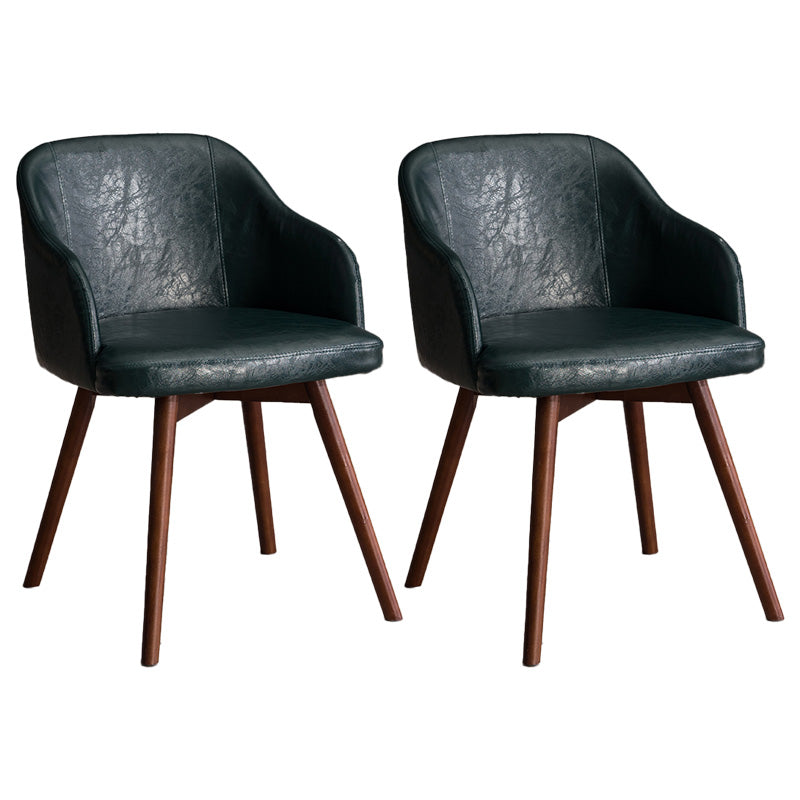 Scandinavian Beech Solid Back Arm Chair Fabric Dining Chair with Natural Legs Dark Green 2 Piece Set Clearhalo ' kitchen&dining_furn' 'Dining Chairs' 'Dining Tables & Seating' 'dining_chair' 'furn' 'furn_dining_chair' 'Furniture' 'furniture_dining_chair' 'Kitchen & Dining Furniture' 'kitchen' 3672521