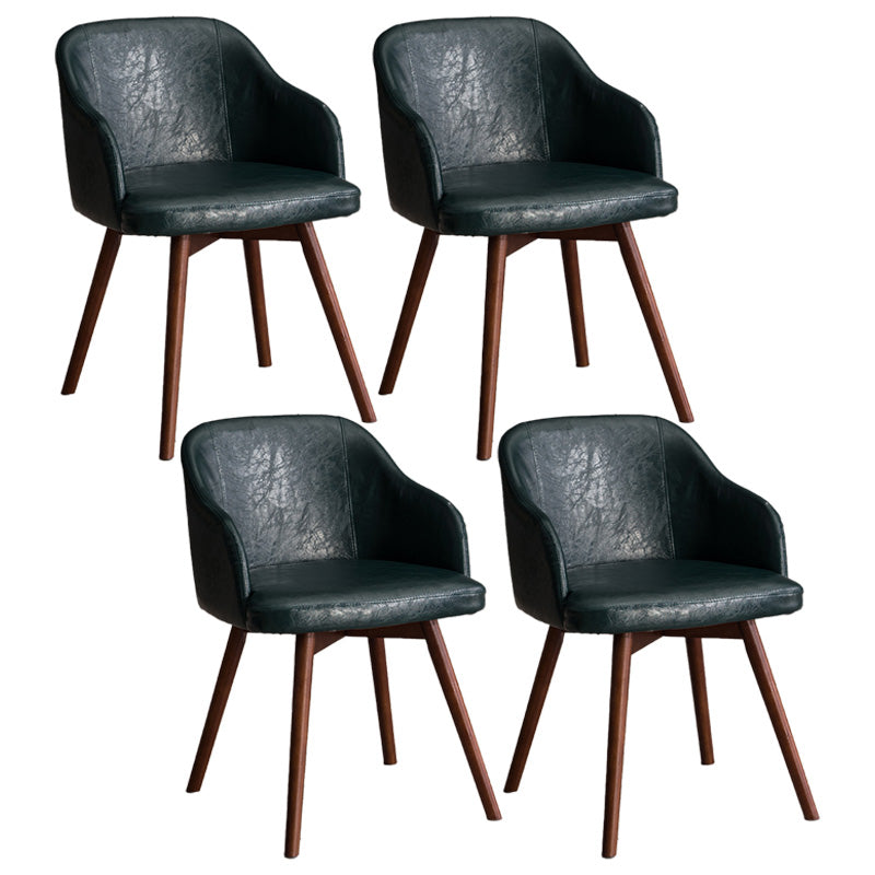 Scandinavian Beech Solid Back Arm Chair Fabric Dining Chair with Natural Legs Dark Green 4 Piece Set Clearhalo ' kitchen&dining_furn' 'Dining Chairs' 'Dining Tables & Seating' 'dining_chair' 'furn' 'furn_dining_chair' 'Furniture' 'furniture_dining_chair' 'Kitchen & Dining Furniture' 'kitchen' 3672522