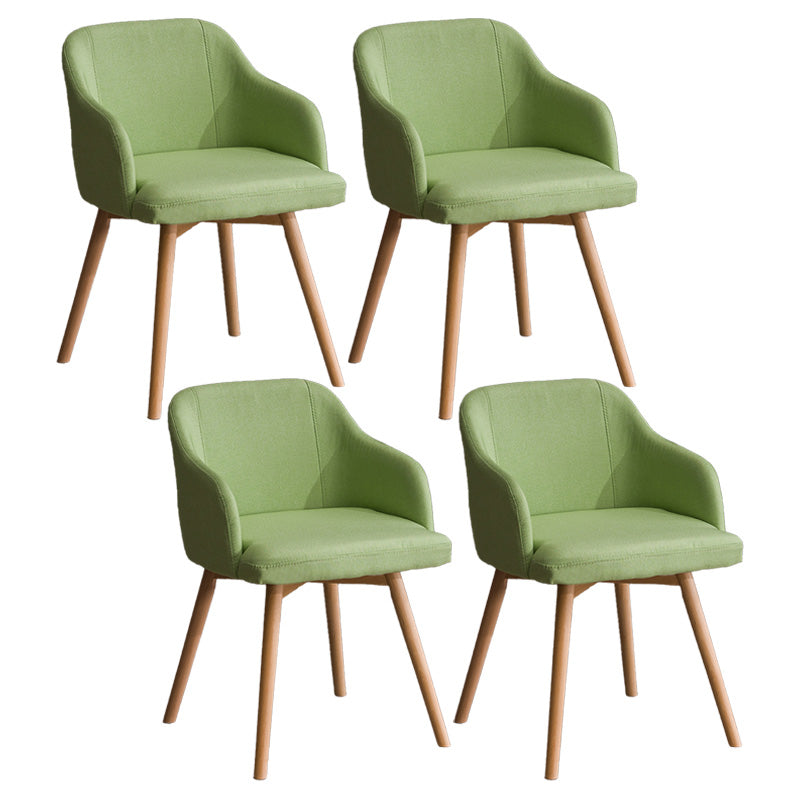 Scandinavian Beech Solid Back Arm Chair Fabric Dining Chair with Natural Legs Fruit Green 4 Piece Set Clearhalo ' kitchen&dining_furn' 'Dining Chairs' 'Dining Tables & Seating' 'dining_chair' 'furn' 'furn_dining_chair' 'Furniture' 'furniture_dining_chair' 'Kitchen & Dining Furniture' 'kitchen' 3672525