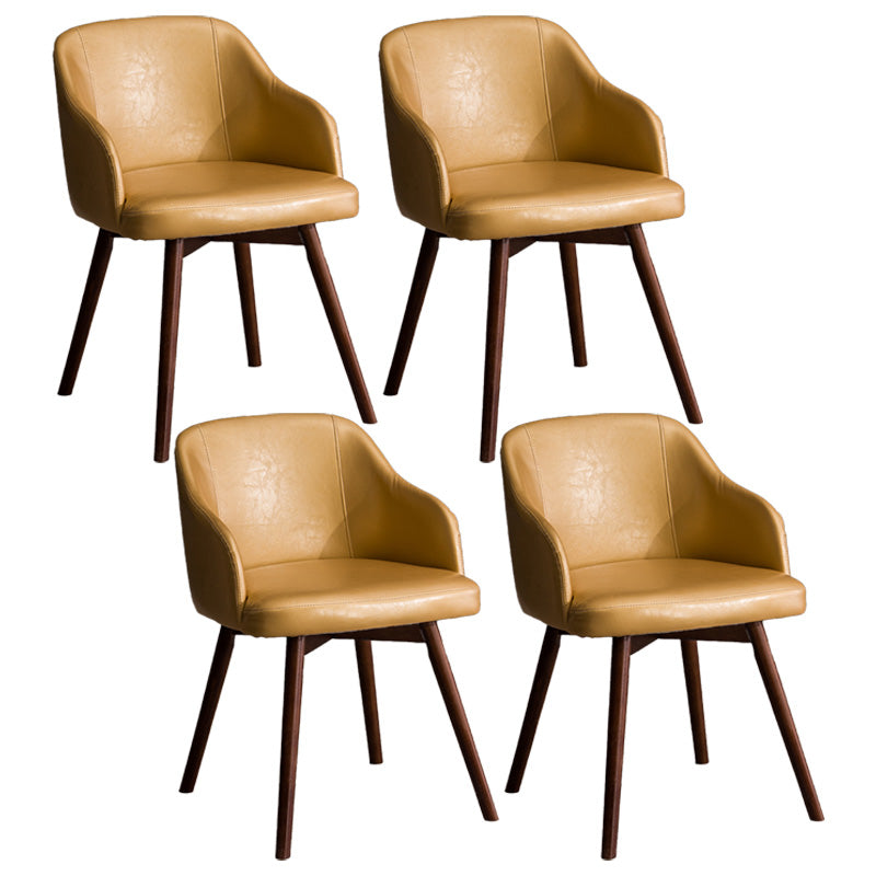 Scandinavian Beech Solid Back Arm Chair Fabric Dining Chair with Natural Legs Brown 4 Piece Set Clearhalo ' kitchen&dining_furn' 'Dining Chairs' 'Dining Tables & Seating' 'dining_chair' 'furn' 'furn_dining_chair' 'Furniture' 'furniture_dining_chair' 'Kitchen & Dining Furniture' 'kitchen' 3672528