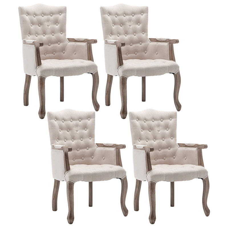 Farmhouse Wood Dining Chair Upholstered Arm Chair with 4 Grey Legs for Dining Room Off-White 4 Piece Set Clearhalo ' kitchen&dining_furn' 'Dining Chairs' 'Dining Tables & Seating' 'dining_chair' 'furn' 'furn_dining_chair' 'Furniture' 'furniture_dining_chair' 'Kitchen & Dining Furniture' 'kitchen' 3672533