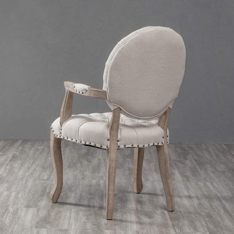 Farmhouse Wood Dining Chair Upholstered Arm Chair with 4 Grey Legs for Dining Room Clearhalo ' kitchen&dining_furn' 'Dining Chairs' 'Dining Tables & Seating' 'dining_chair' 'furn' 'furn_dining_chair' 'Furniture' 'furniture_dining_chair' 'Kitchen & Dining Furniture' 'kitchen' 3672534
