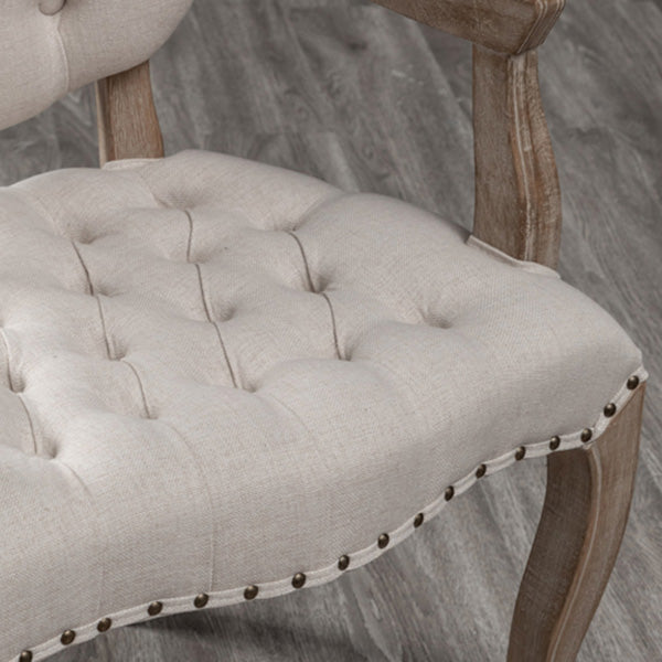 Farmhouse Wood Dining Chair Upholstered Arm Chair with 4 Grey Legs for Dining Room Clearhalo ' kitchen&dining_furn' 'Dining Chairs' 'Dining Tables & Seating' 'dining_chair' 'furn' 'furn_dining_chair' 'Furniture' 'furniture_dining_chair' 'Kitchen & Dining Furniture' 'kitchen' 3672540