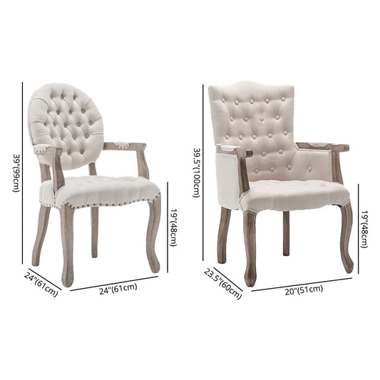 Farmhouse Wood Dining Chair Upholstered Arm Chair with 4 Grey Legs for Dining Room Clearhalo ' kitchen&dining_furn' 'Dining Chairs' 'Dining Tables & Seating' 'dining_chair' 'furn' 'furn_dining_chair' 'Furniture' 'furniture_dining_chair' 'Kitchen & Dining Furniture' 'kitchen' 3672543